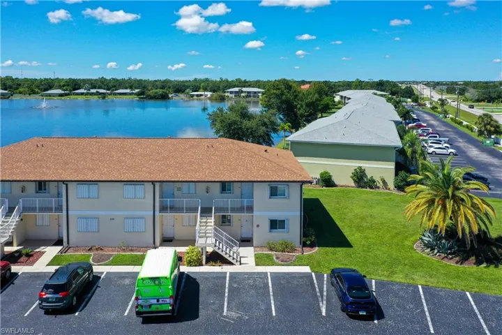 Bird's eye view of a nearby body of water