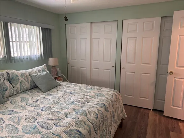 Master bedroom, king bed, custom blinds and large double closets