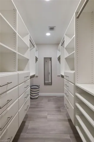 Spacious closet with hardwood / wood-style floors