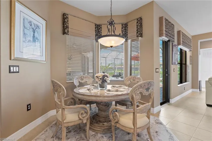 View of tiled dining area