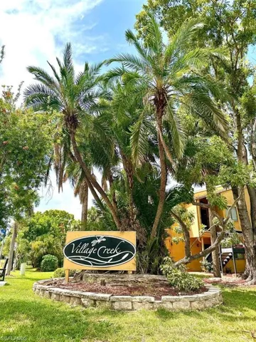 Community sign with a yard