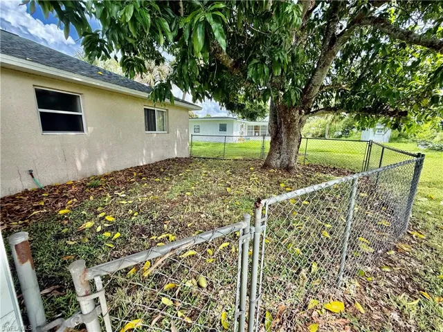 Fenced area for pets.