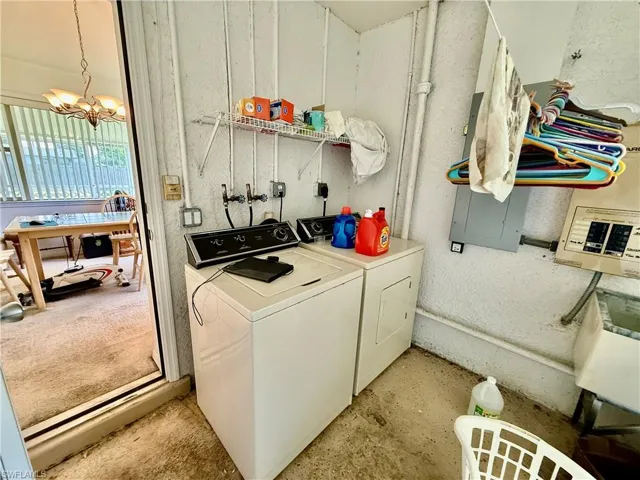 Laundry area in the garage.
