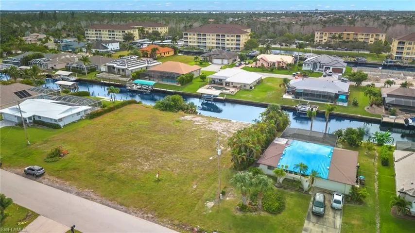 Bird's eye view of a nearby body of water