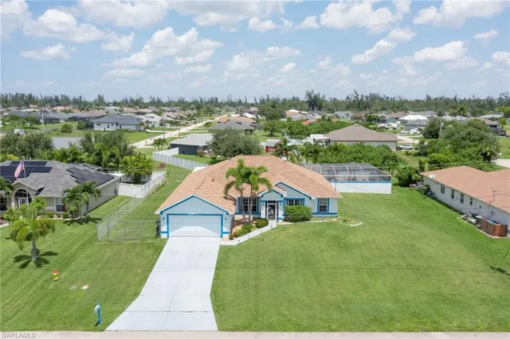 Aerial perspective of suburban area