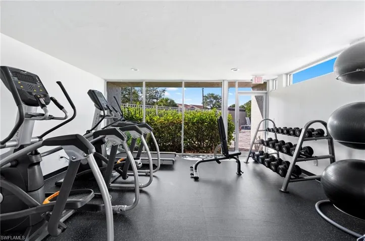 Exercise room with expansive windows