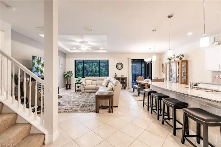 Open concept great room-kitchen-dining room.