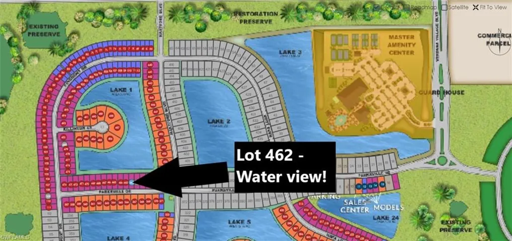 Site map - lot 462 with water views! Room for pool!