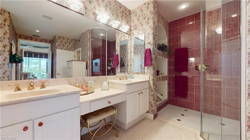 Two sinks and shower