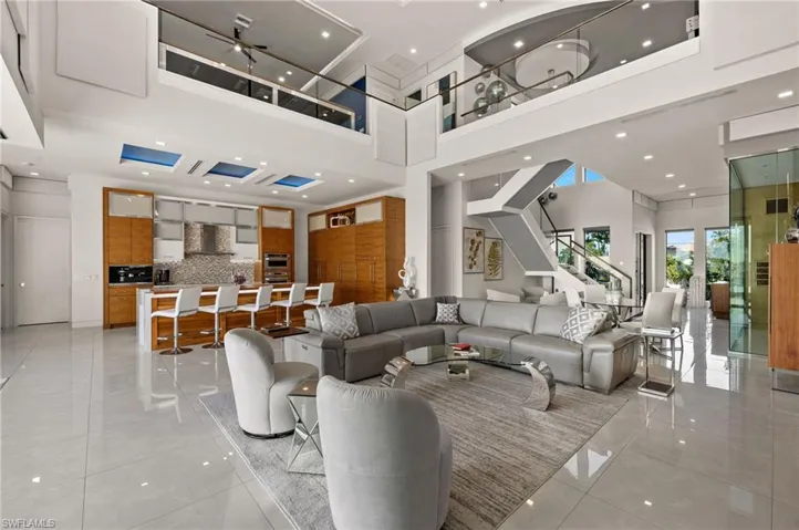 Living area and kitchen