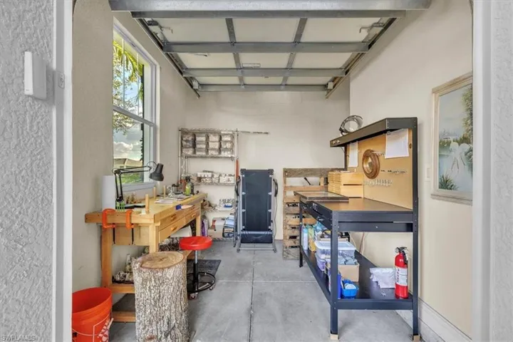 Golf cart garage being used at a work room