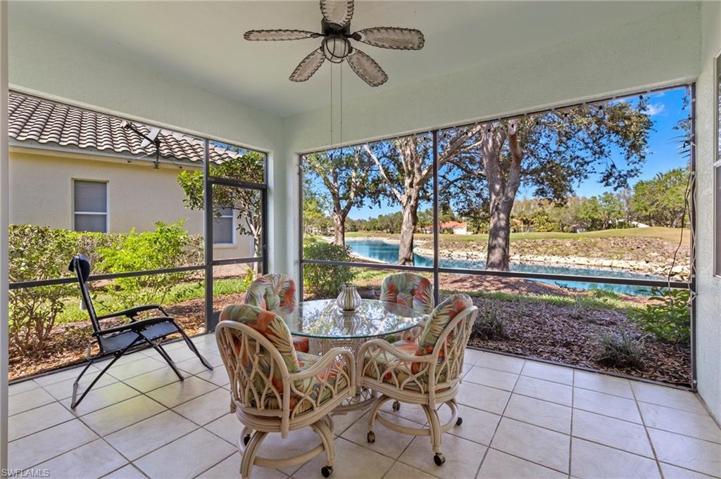 Relaxing on the lanai looking at the water and par 3 practice hole.