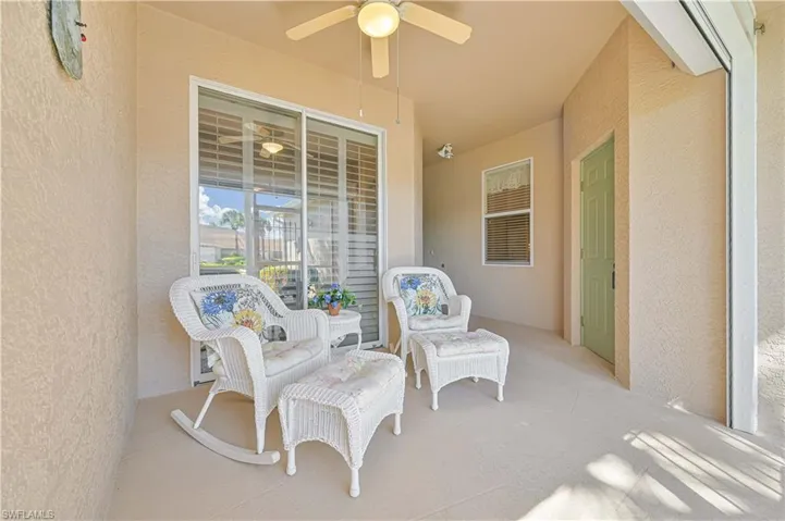 View of patio / terrace featuring a ceiling fan