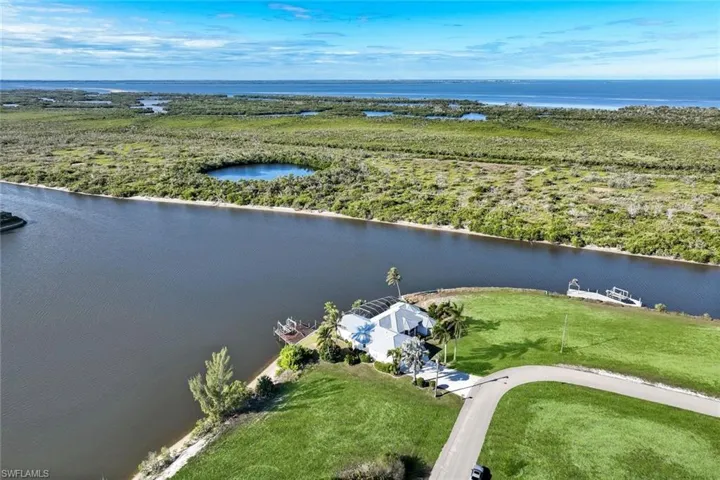 Drone / aerial view of a nearby body of water