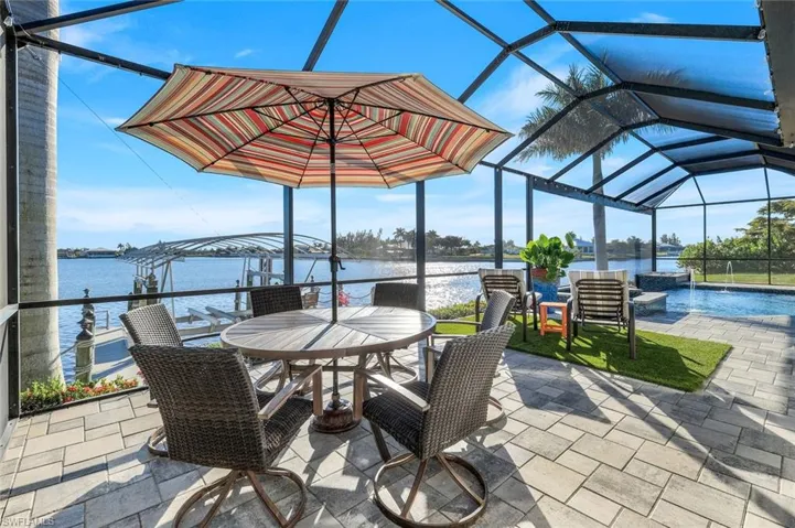 View of paver pool deck and Lavedo Lake