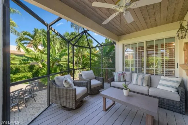 Tranquil Screened Lanai with lush garden view