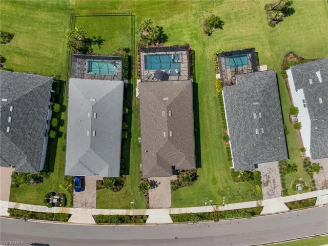 Aerial perspective of suburban area