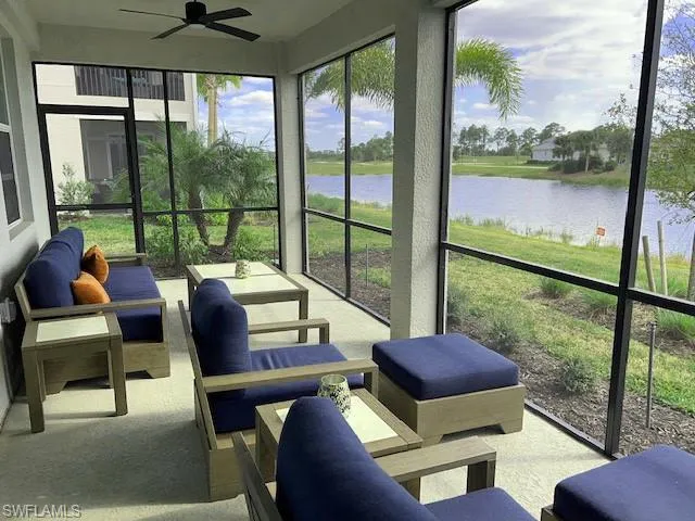 Screened lanai overlooking the tranquil pond and golf curse.