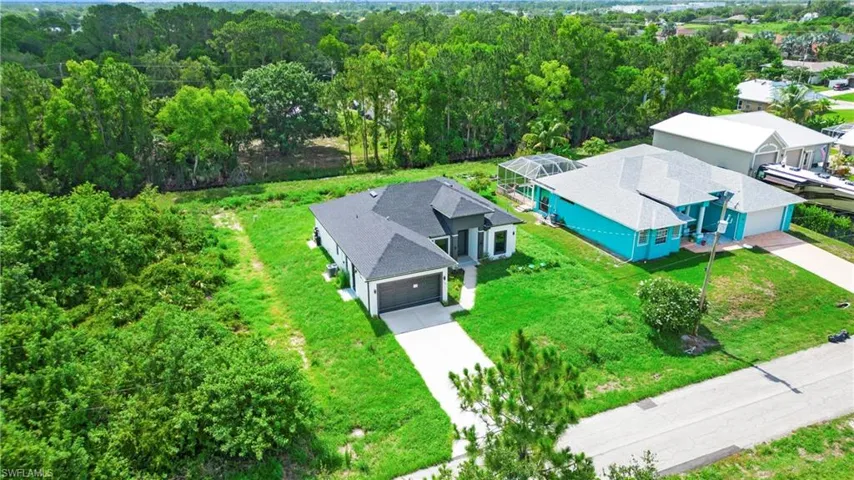 Aerial view of a heavily wooded area