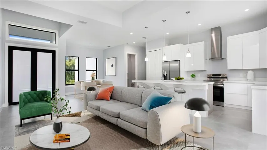 Living area featuring recessed lighting