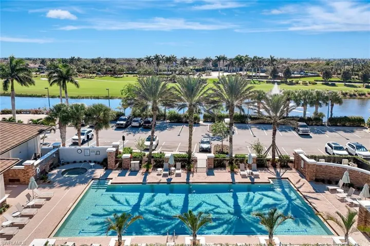 Aerial view of the pool/outdoor area of the newly renovated Beach Club facility.
