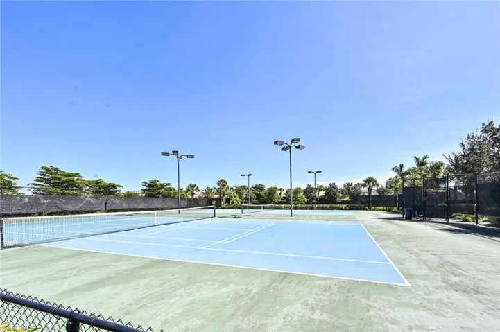 View of sport court with basketball hoop