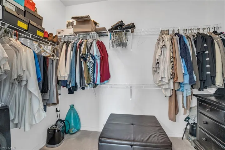 Spacious closet with carpet floors