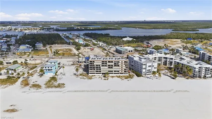 Bird's eye view of a nearby body of water