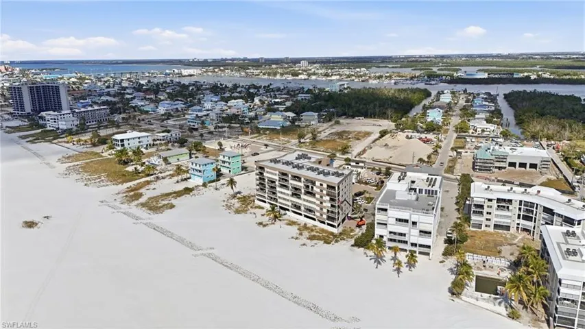 Bird's eye view of a nearby body of water