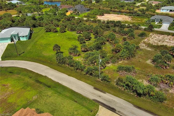 Aerial view of a nearby body of water