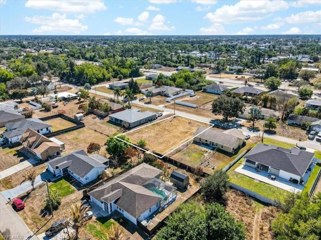Aerial perspective of suburban area