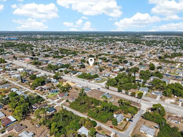 Aerial perspective of suburban area