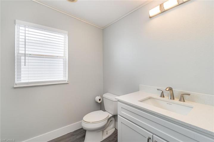 Guest bath with all new vanity, shower and toilet