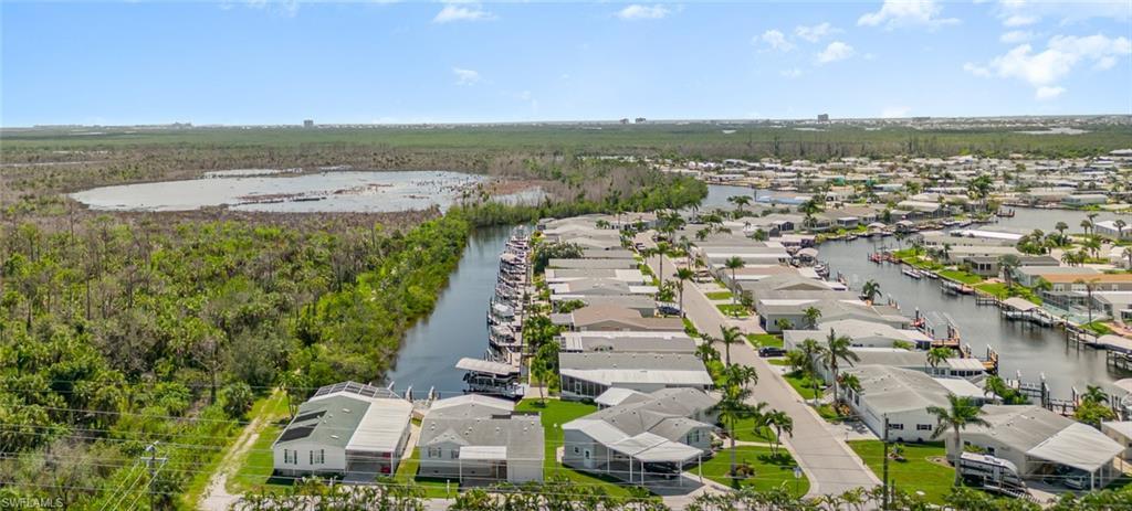 Looking down the canal with preserve on left
