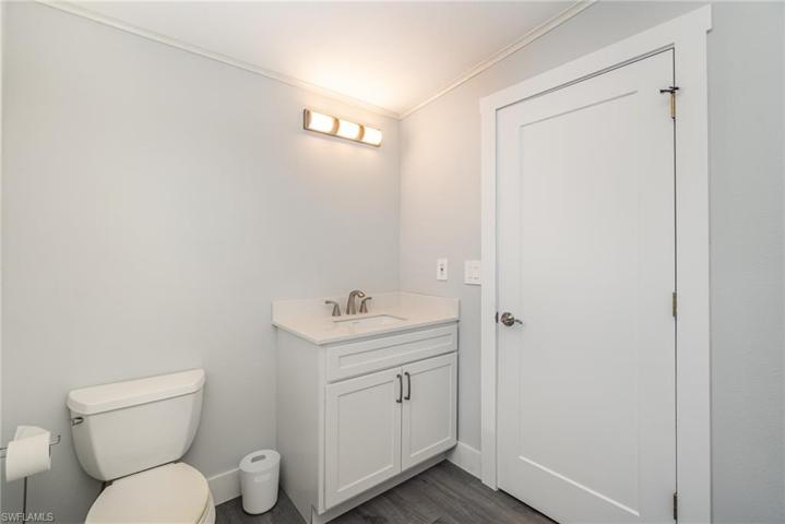 Guest bath with all new vanity, shower and toilet