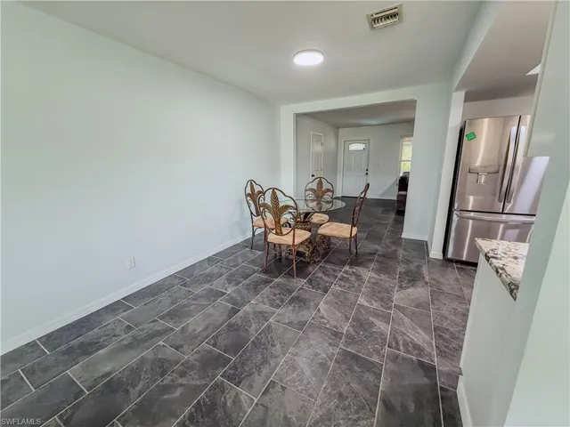 Dining space with baseboards