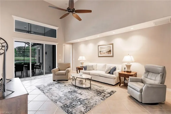 Great room with vaulted ceiling