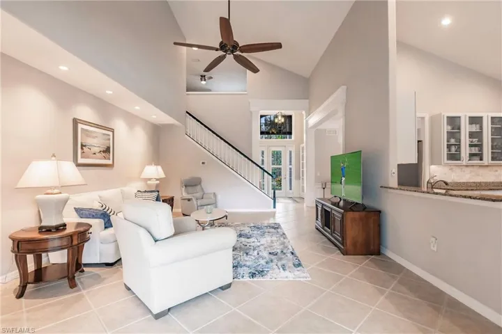 Great room with vaulted ceiling