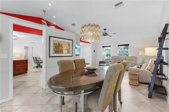 Dining room open to Living room with split floor plan