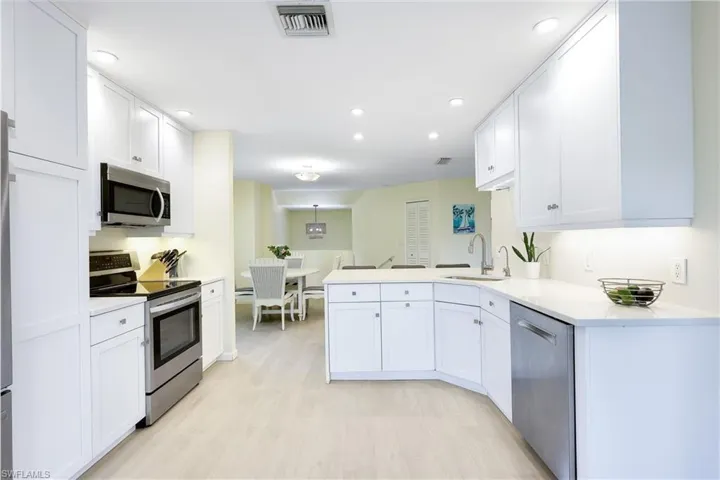 Stainless appliances and plenty of storage space.