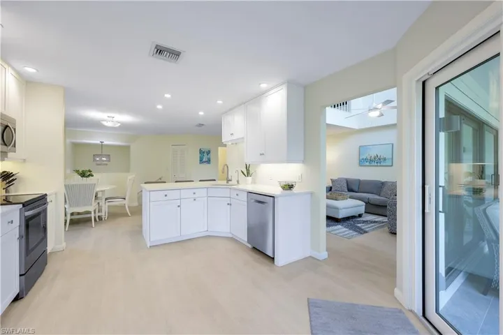 Easily access the living area from the kitchen.