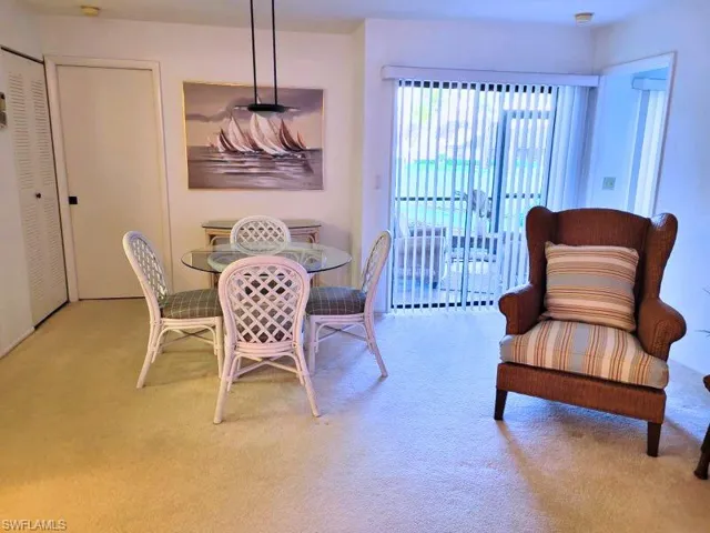 Dining space with carpet