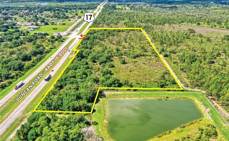 Aerial overview of property's location with property boundaries highlighted