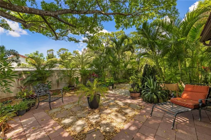 Tropical landscaping backyard oasis.