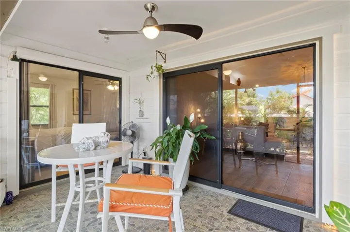 Lanai featuring a patio area and a ceiling fan