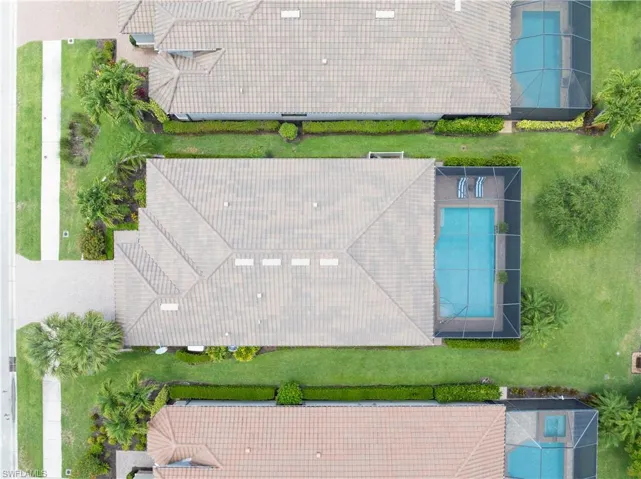 Aerial view of a pool