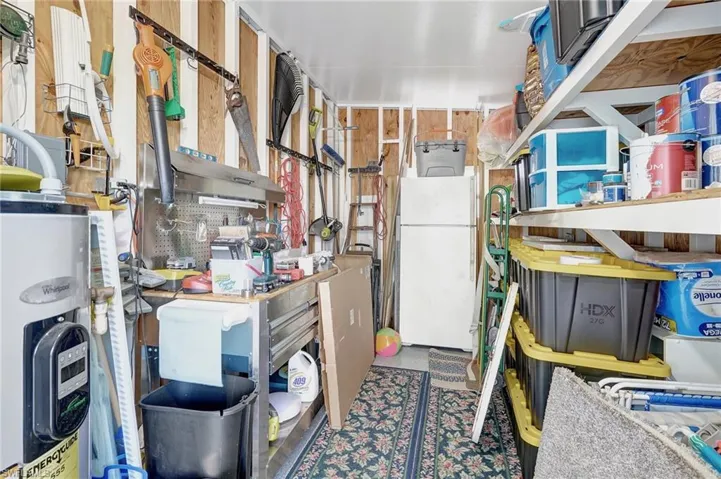 Storage room with water heater