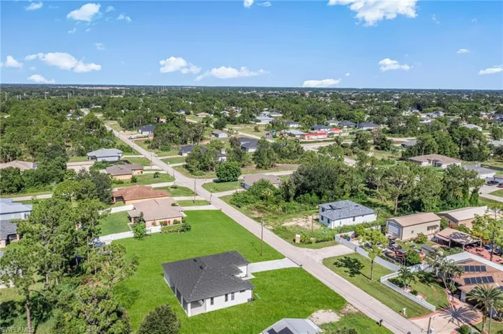 Aerial perspective of suburban area