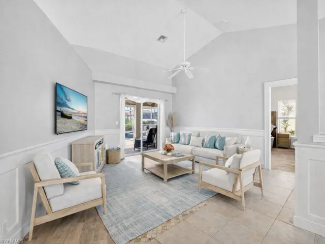 This photo has the paint color and furniture virtually altered using AI to show potential.