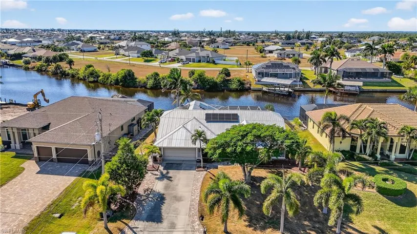 Aerial perspective of suburban area canals